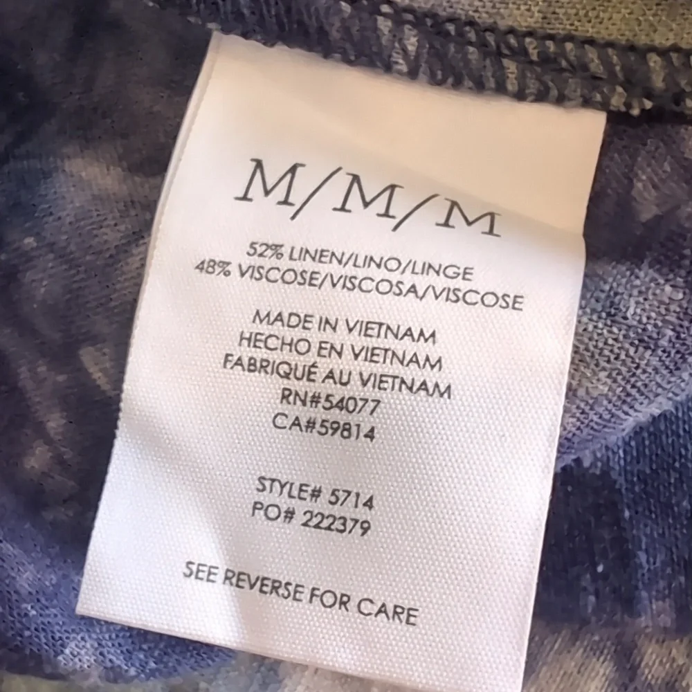 NEW Cabi Woodstock Blue Green Tie Dye Linen Babydoll Top Tunic Size Medium - Picture 13 of 14